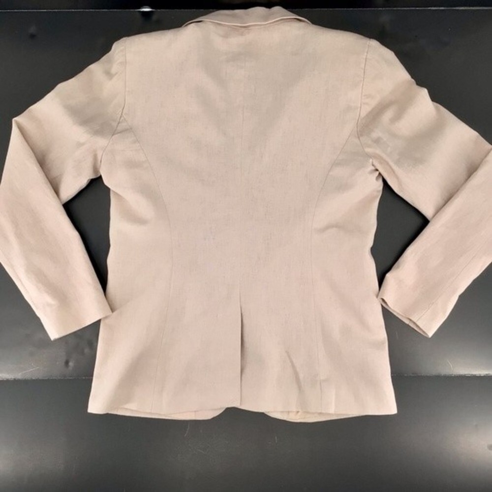 Dalia Linen Light Pink Shoulder Pad Faux Pockets Blazer Size Medium - Picture 13 of 13